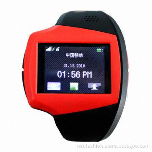 GPS Wristwatch Cellphone with Bluetooth and 1.33-inch TFT Touchscreen, Heart Rate Monitor
